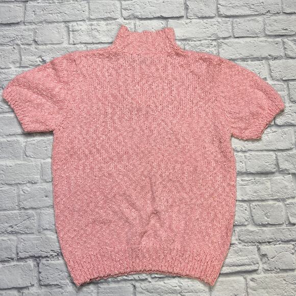 Vintage Kobe Crystal Sportswear Short Sleeve Sweater Women 42 XL One Button Pink - Picture 6 of 6
